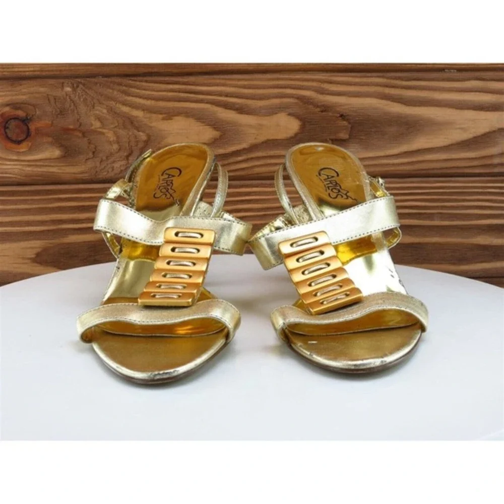 Carlos‎ Santos Women Gladiator Sandals Size 6.5 Gold Synthetic Caliente
